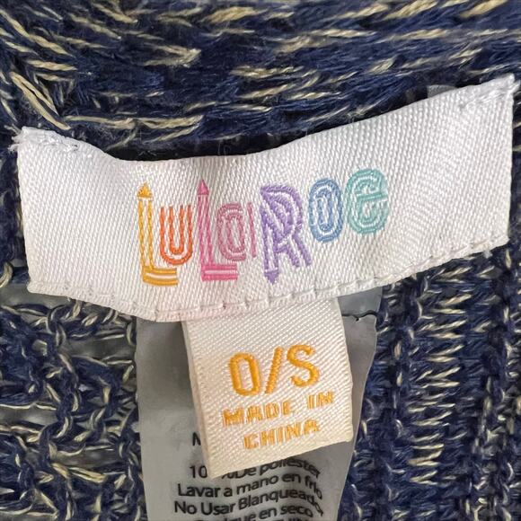 Lularoe Mimi Sweater Wrap Poncho Blue and Tan Marled Knit One Size - Picture 3 of 6